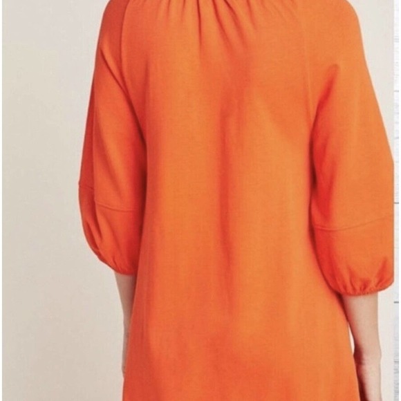 By Anthropologie | Anais Tunic Womens XS Orange Oversized NeckTie Pullover Dress - Picture 3 of 11